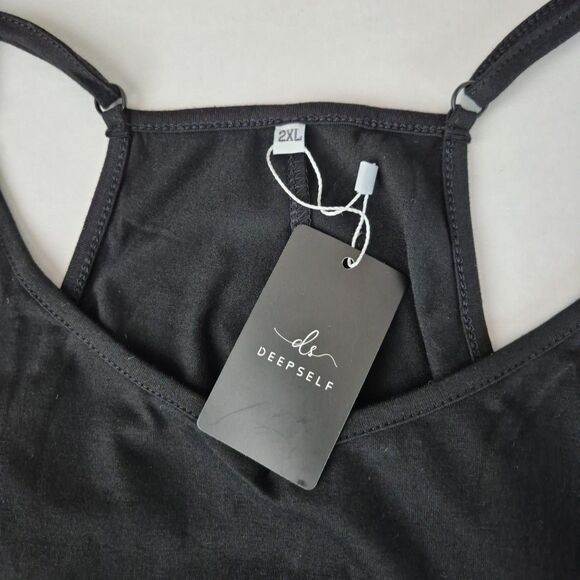 Deepself Black V Neck One Piece Halter Short Romper Pockets Womens 2XL - Picture 7 of 8